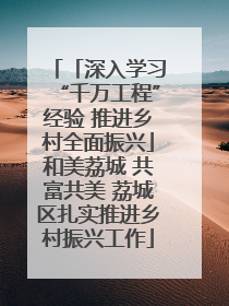 「深入学习“千万工程”经验 推进乡村全面振兴」和美荔城 共富共美 荔城区扎实推进乡村振兴工作